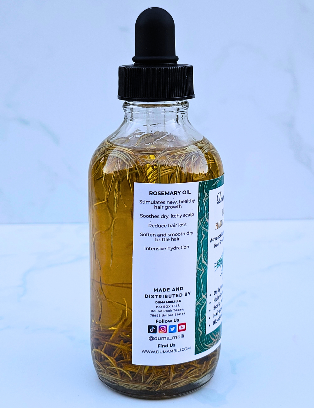 rosemary mint growth oil, 4 Ounce, Rosemary Essential Oil, Included 10ML Travel Bottle, 100% Pure for Hair Growth, Strengthening, Hair Loss, Dandruff, Add to Shampoo, Conditioner