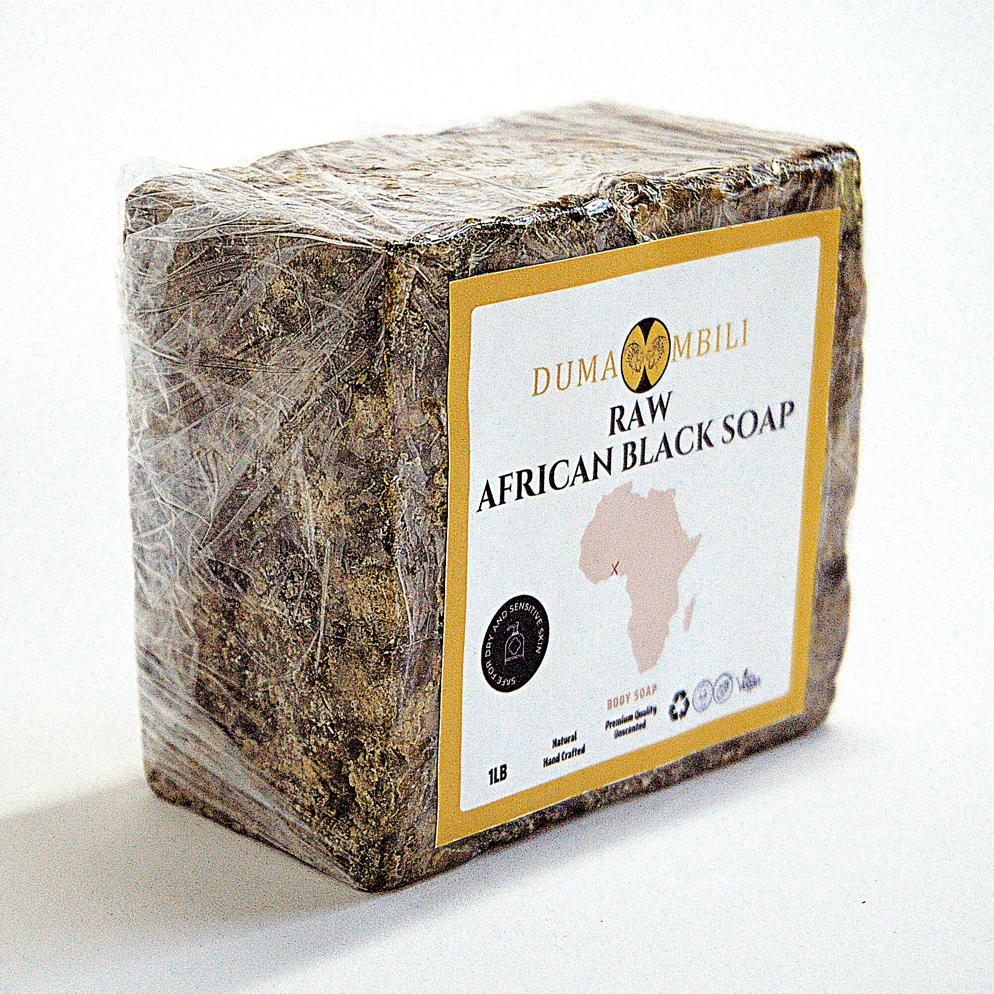 Authentic African Black Soap Bar, handmade with raw plantain skins, cocoa pod ash, and shea butter for deep cleansing, acne control, and hyperpigmentation treatment