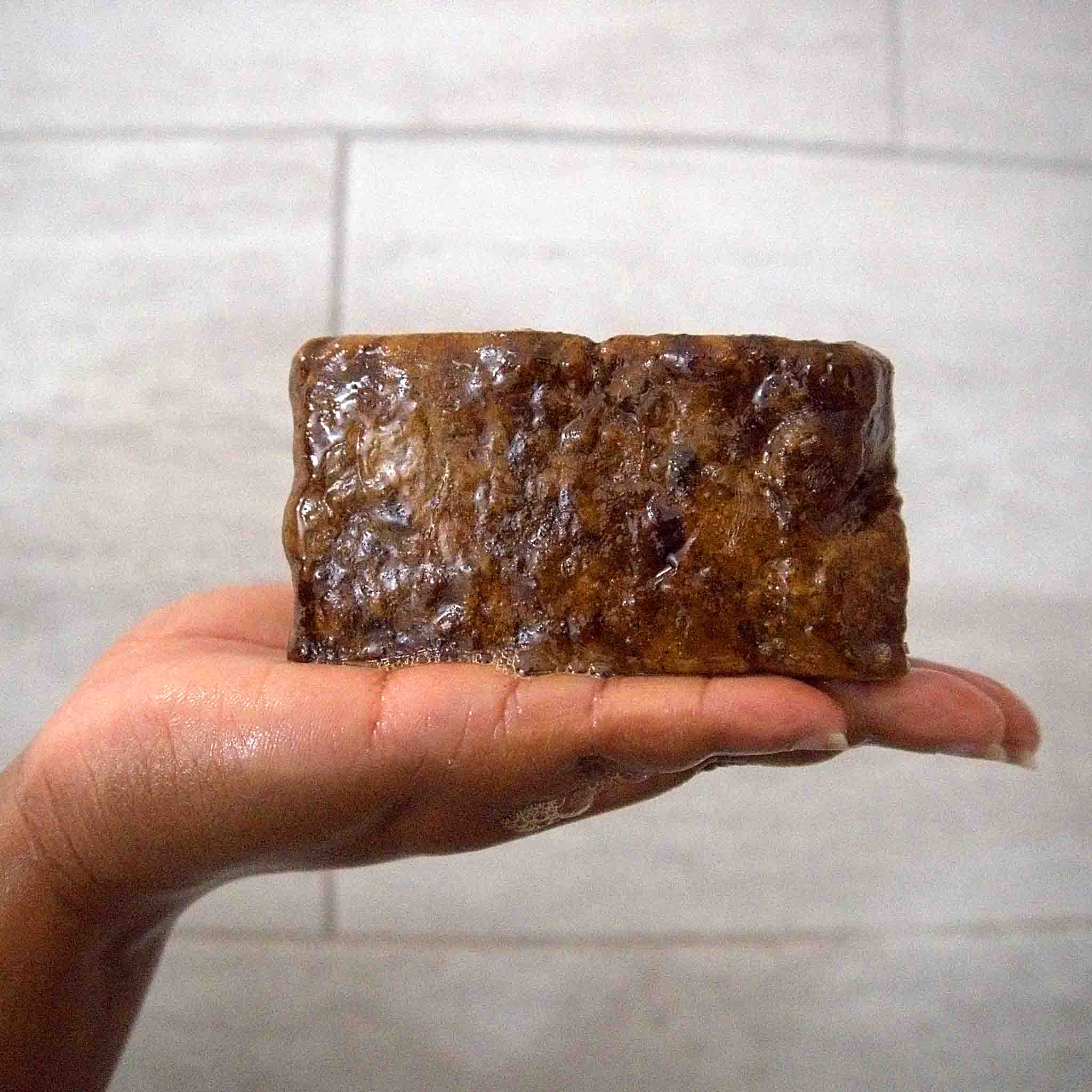 Authentic African Black Soap Bar, handmade with raw plantain skins, cocoa pod ash, and shea butter for deep cleansing, acne control, and hyperpigmentation treatment