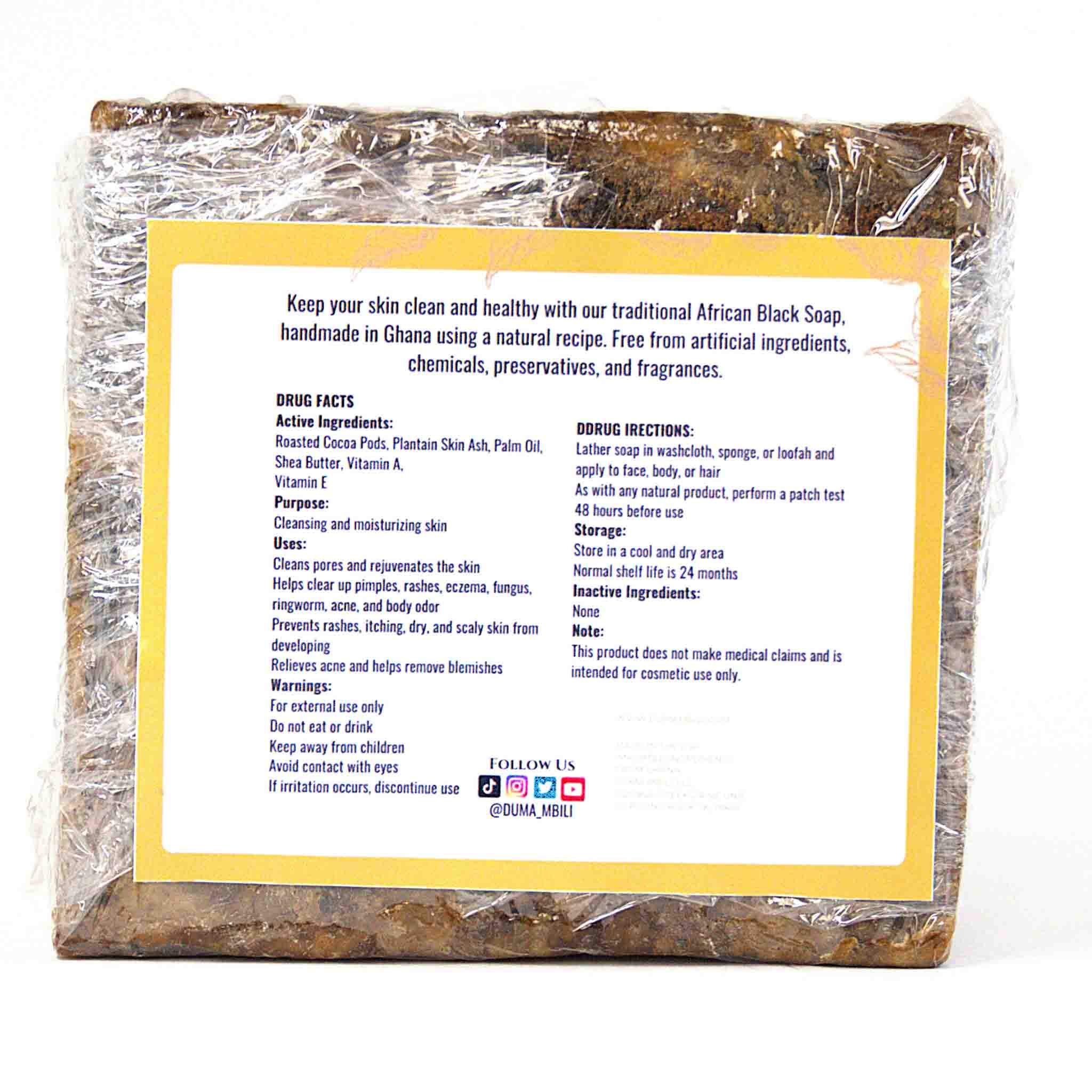 Authentic African Black Soap Bar, handmade with raw plantain skins, cocoa pod ash, and shea butter for deep cleansing, acne control, and hyperpigmentation treatment