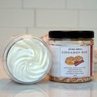 ndulge in the warm, inviting scent of freshly baked cinnamon buns with our Cinnamon Bun Body Butter. This rich, creamy moisturizer melts into your skin, delivering deep hydration while wrapping you in the comforting aroma of cinnamon, vanilla, and a hint of frosting. Perfect for dry skin or chilly days, it leaves you soft, smooth, and deliciously fragrant—like a sweet bakery treat. Give your skin the cozy pampering it deserves and experience the lasting softness of cinnamon-scented comfort.