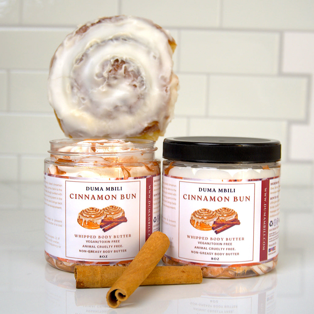 ndulge in the warm, inviting scent of freshly baked cinnamon buns with our Cinnamon Bun Body Butter. This rich, creamy moisturizer melts into your skin, delivering deep hydration while wrapping you in the comforting aroma of cinnamon, vanilla, and a hint of frosting. Perfect for dry skin or chilly days, it leaves you soft, smooth, and deliciously fragrant—like a sweet bakery treat. Give your skin the cozy pampering it deserves and experience the lasting softness of cinnamon-scented comfort.