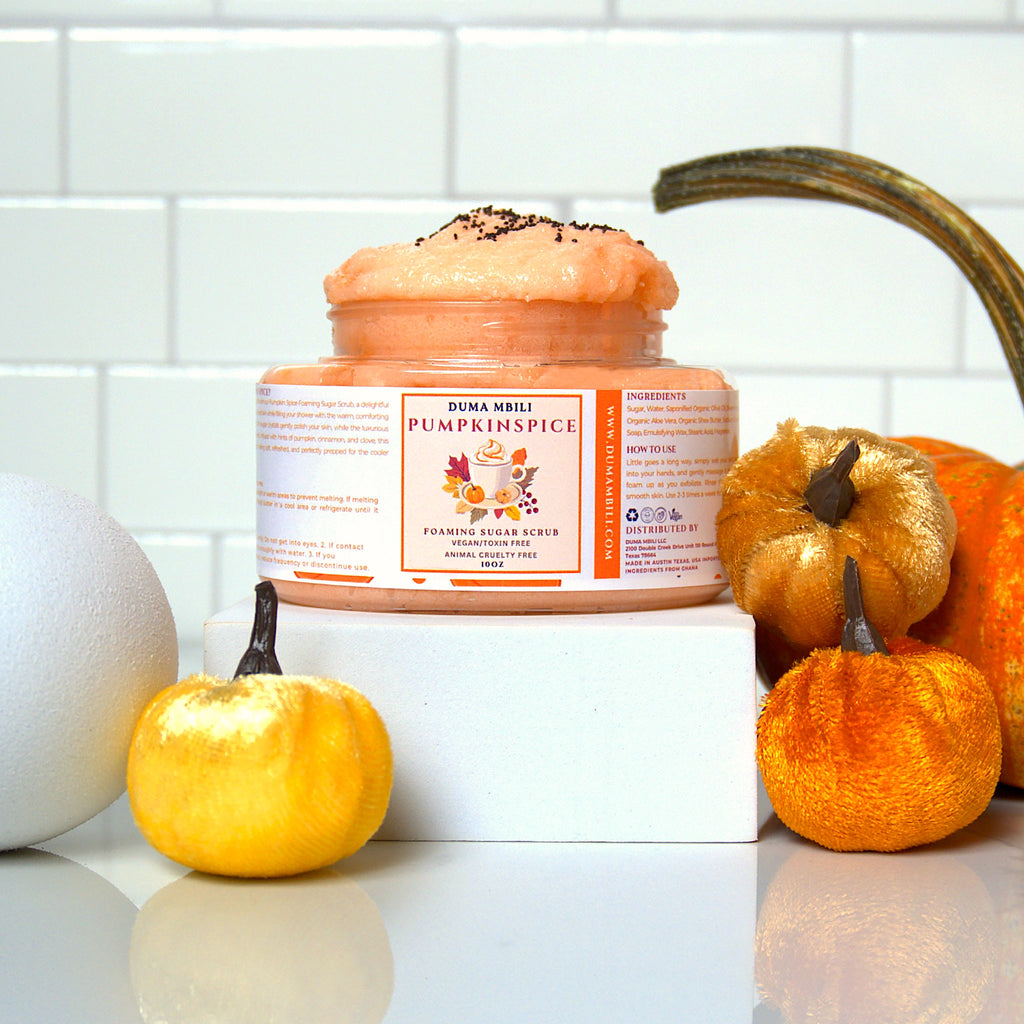 xperience the magic of fall with our Pumpkin Spice Foaming Sugar Scrub, a delightful exfoliator that buffs away dead skin while filling your shower with the warm, comforting scent of pumpkin spice.