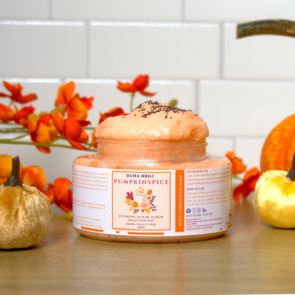 xperience the magic of fall with our Pumpkin Spice Foaming Sugar Scrub, a delightful exfoliator that buffs away dead skin while filling your shower with the warm, comforting scent of pumpkin spice.