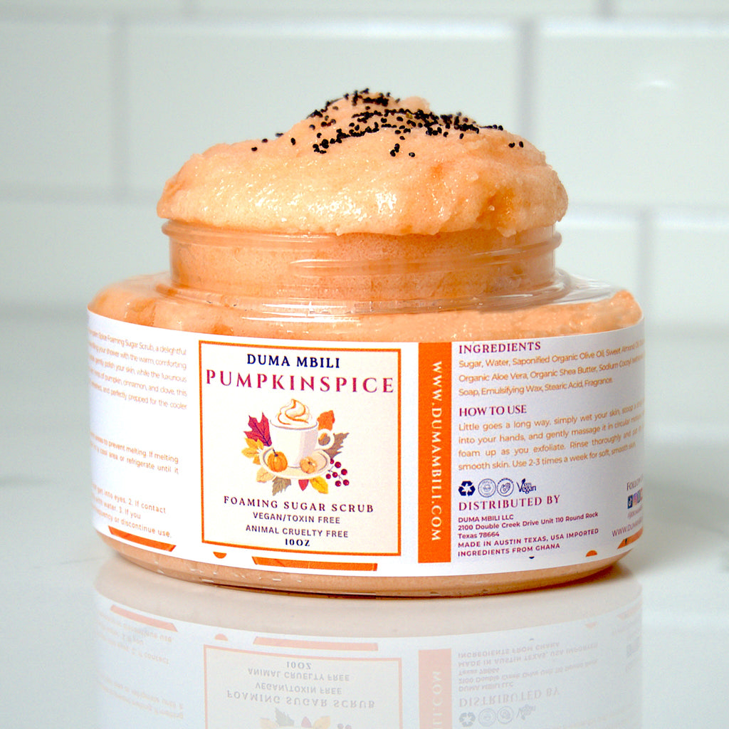 xperience the magic of fall with our Pumpkin Spice Foaming Sugar Scrub, a delightful exfoliator that buffs away dead skin while filling your shower with the warm, comforting scent of pumpkin spice.