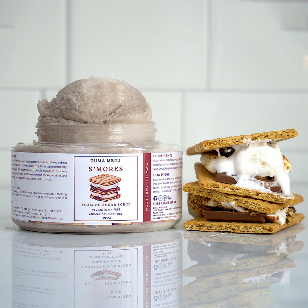 Transform your shower into a cozy escape with our S’mores Foaming Sugar Scrub. Inspired by the classic campfire treat, this exfoliating scrub combines the rich, indulgent scents of toasted marshmallow, melted chocolate, and graham cracker to leave your skin feeling silky smooth and smelling delicious.