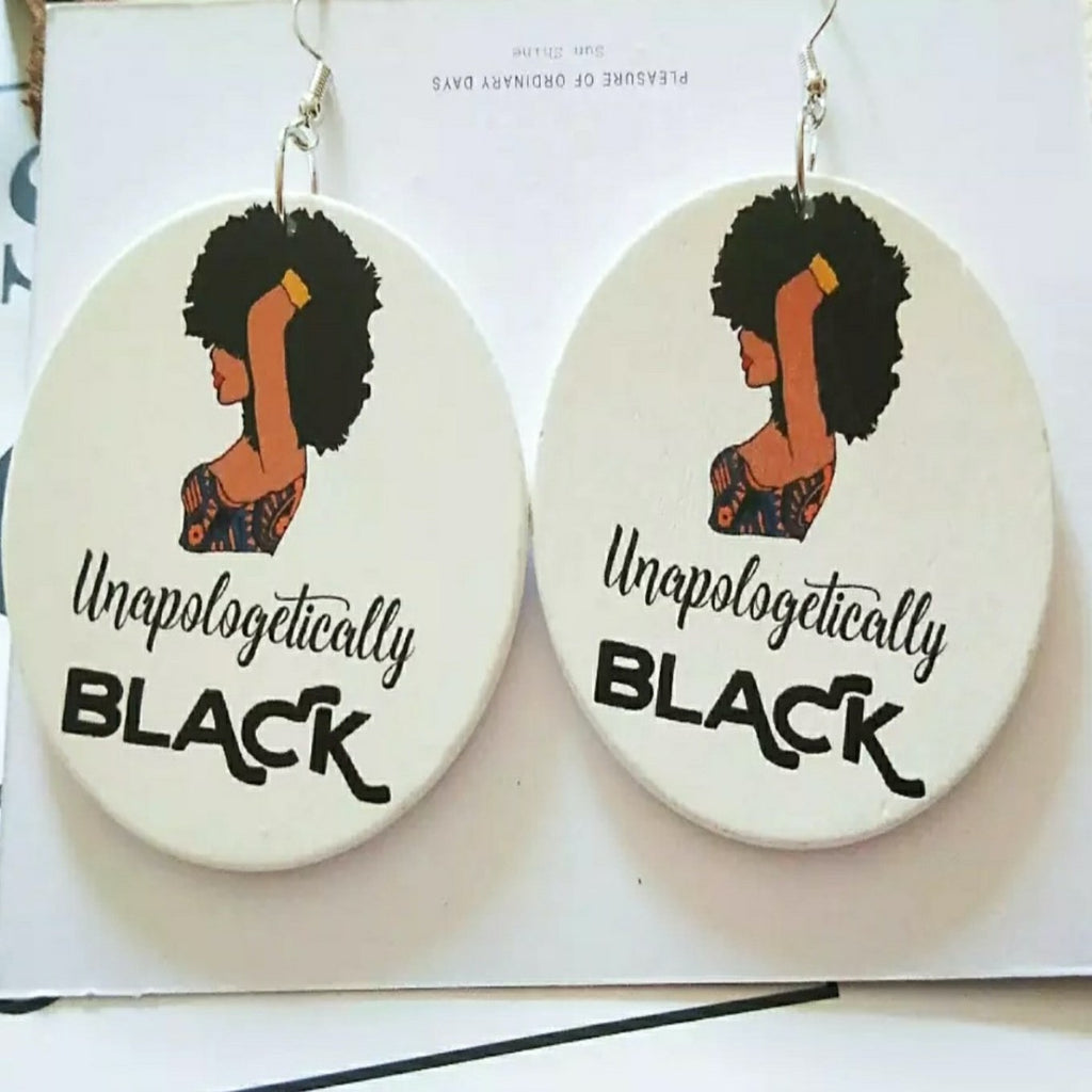 Unapologetically Black printed Round Wooden Earrings